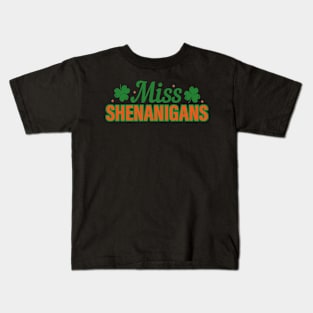 Miss shenanigans, st. patrick's day gift, Funny st Patricks gift, Cute st pattys gift, Irish Gift, Patrick Matching. Kids T-Shirt